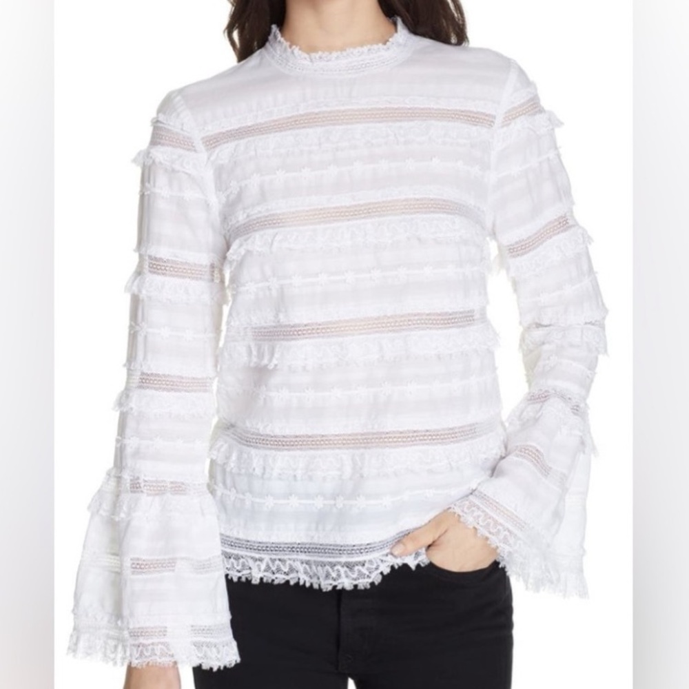 Ulla Johnson Grace Blouse with Ruffled Mandarin Collar